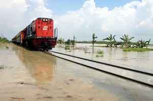 Banjir Comal, perjalanan KA di Pantura lumpuh