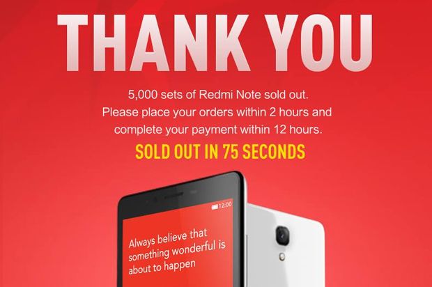 5.000 Smartphone XiaoMi RedMi Terjual dalam Waktu 75 Detik