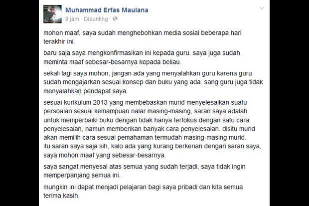 Bikin Heboh, Muhammad Erfas Maulana Minta Maaf