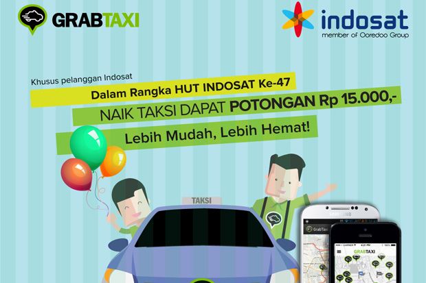Indosat dan GrabTaxi Hadirkan Pemesanan Taksi Online