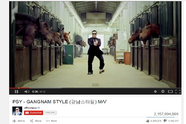 Video Gangnam Style PSY Cetak Rekor di YouTube