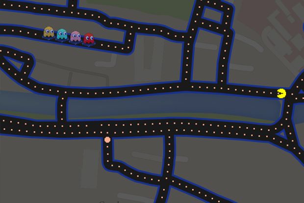 Bermain Game Pac-Man di Atas Aplikasi Google Map