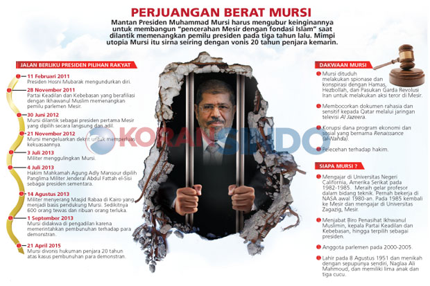Mursi Divonis 20 Tahun Penjara