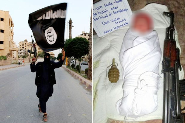 Pendukung ISIS Indonesia Pamer Foto Bayi Diapit Granat dan AK-47