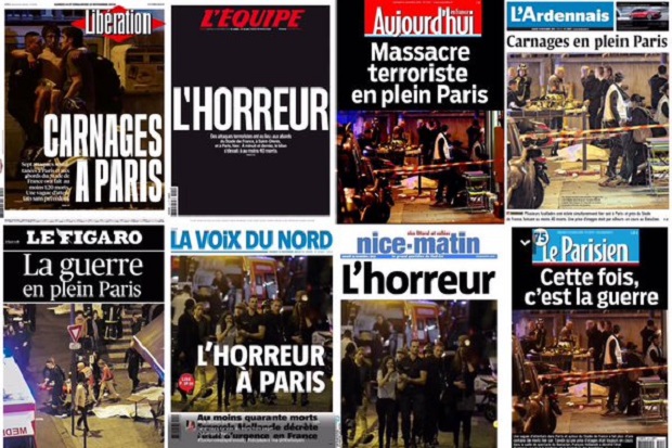 Perang Jadi Judul Media-media Prancis untuk Teror Paris