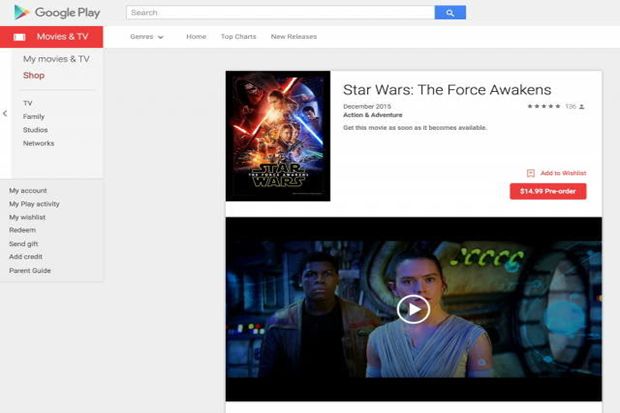 Star Wars: The Force Awakens Tersedia di Google Play