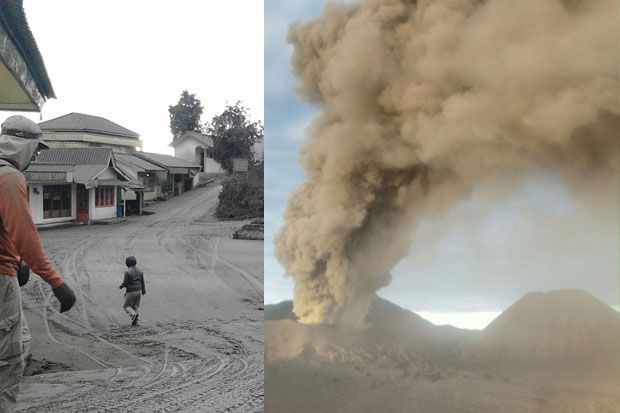Bromo Muntahkan Abu Vulkanik, Cemorolawang Diselimuti Debu