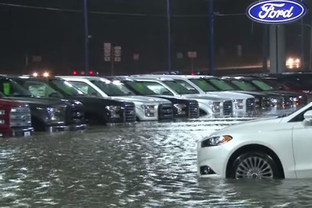 Ratusan Mobil Ford Baru Terendam Banjir