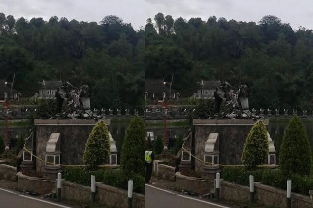 Patung Wayang Arjuna Ikon Kabupaten Purwakarta Dibakar