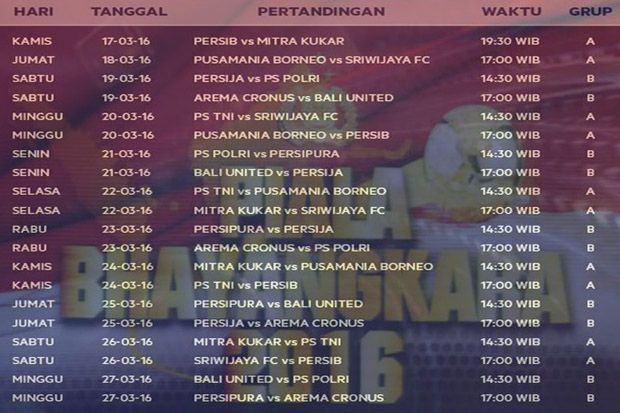 Persib vs Mitra Kukar di Laga Pembuka, Ini Jadwal Lengkap Piala Bhayangkara