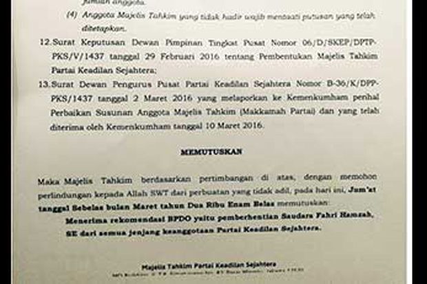 PKS Dikabarkan Telah Pecat Fahri Hamzah dari Keanggotaan Partai