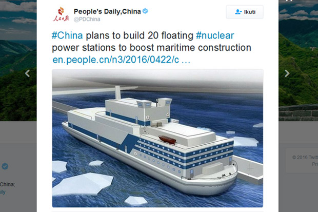 Terangi LCS, China Kembangkan Kapal Pembangkit Listrik Nuklir