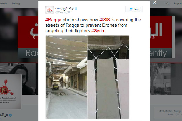 Takut Diserang Drone, ISIS Tutupi Raqqa dengan Sprei