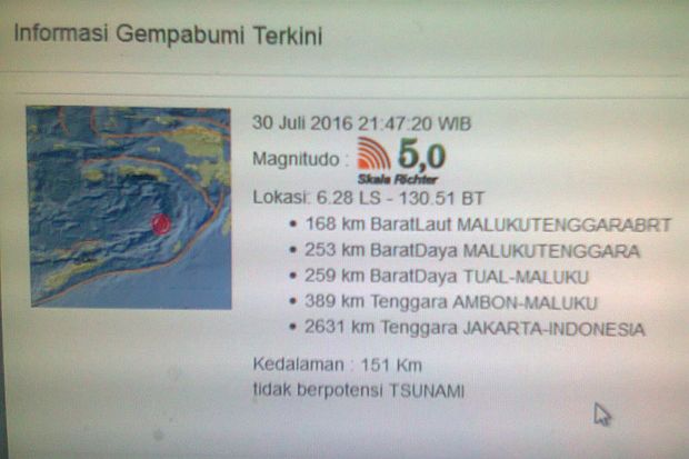 Gempa Bumi Guncang Maluku