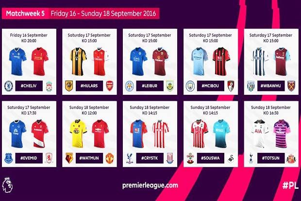 Jadwal Siaran Langsung Liga Inggris Pekan 5, 17-18 September 2016
