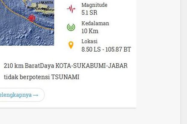 Sukabumi Digoyang Gempa 5,1 SR