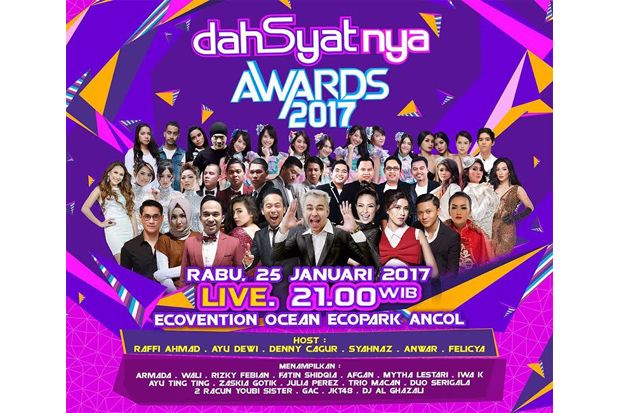 Bersiap! 17 Penyanyi Indonesia Meriahkan Dahsyat Awards 2017