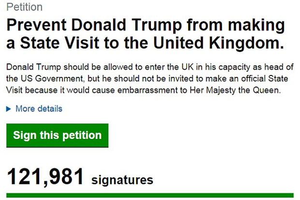 Lebih 100 Ribu Orang Teken Petisi Tolak Kunjungan Trump ke Inggris