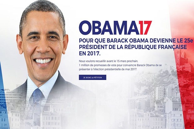 Sebuah Petisi Inginkan Obama Jadi Presiden Prancis 2017