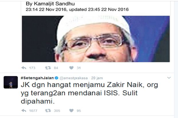 Stand Up Comedian Ernest Prakasa Tuding Zakir Naik Donatur ISIS