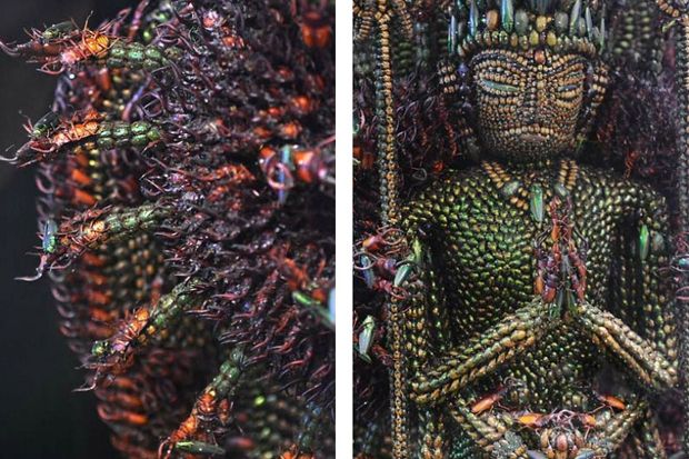 Seniman Jepang Ubah Kumbang Jadi Patung Budha