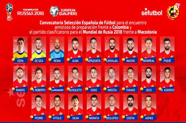 Spanyol Umumkan Skuat Terbaru Untuk Kualifikasi Piala Dunia 2018