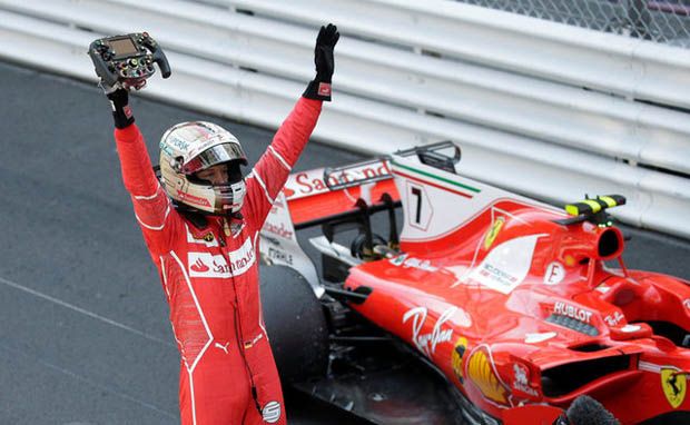 Sebastian Vettel Hapus Dahaga Kemenangan Ferrari di GP Monako