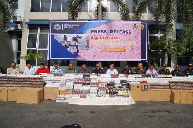 Bea Cukai Aceh Berhasil Sita Jutaan Batang Rokok Ilegal