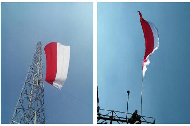 Bendera Merah Putih Raksasa Berkibar di Sidoarjo