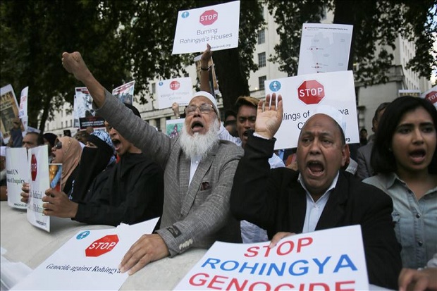 Protes Pembantaian Rohingya, Ratusan Orang Penuhi Jalanan London