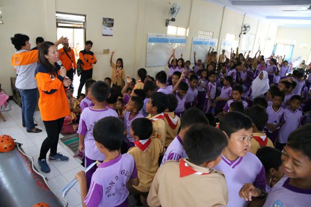 Seru, Ratusan Pelajar SD Simak Dongeng Bahaya Bencana Banjir