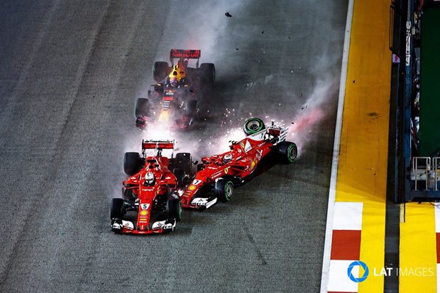 Kecelakaan di Awal Lomba Libatkan Vettel, Raikkonen dan Verstappen
