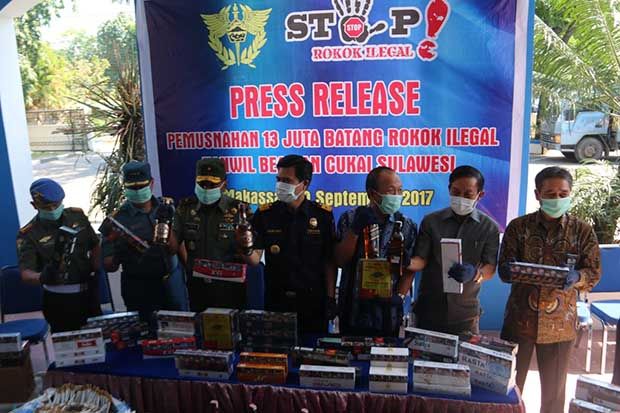 Bea Cukai Sulawesi Musnahkan Rokok Ilegal Bernilai Rp8,48 Miliar