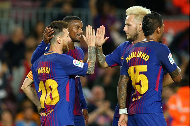 Quattrick Lionel Messi Warnai Kemenangan Telak Barcelona