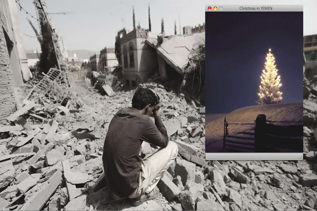 Fotografer Buat Papan Iklan Tunjukkan Natal Brutal di Yaman
