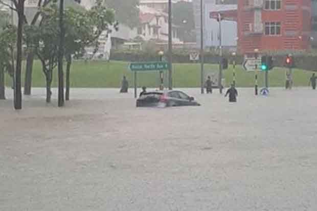 Hujan Deras, Singapura Terendam Banjir