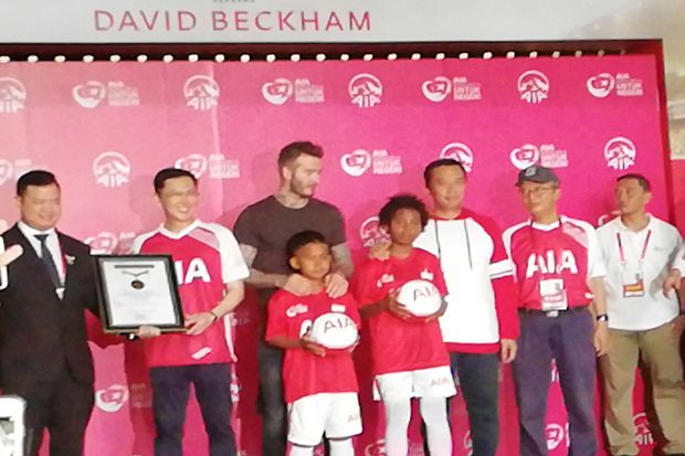 David Beckham Hebohkan AIA Sepak Bola Untuk Negeri di Jakarta