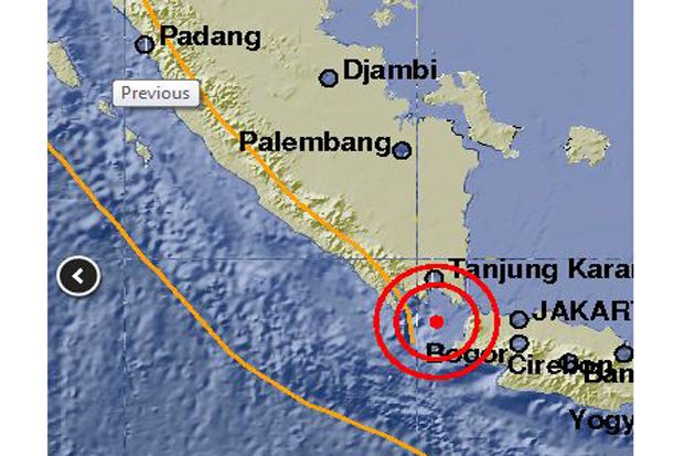 Gempa Bumi Tektonik 5 SR Guncang Selat Sunda