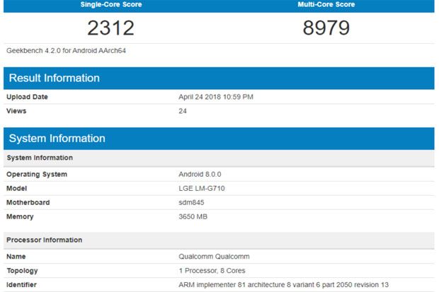 Geekbench Konfirmasi Spesifikasi Sebenarnya dari LG G7 ThinQ