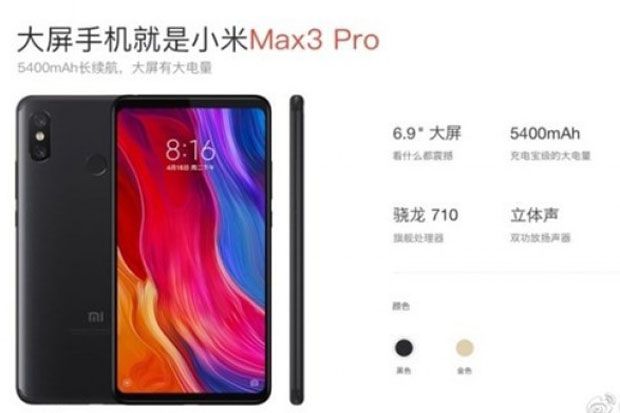 Xiaomi Diyakini Bekali Mi Max 3 Pro dengan Baterai 5.400 mAh