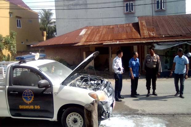 Gara-Gara Tabung Gas Bocor, Mobil Patroli Dishub Deliserdang Terbakar