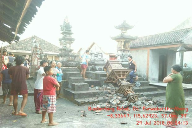 Gempa Lombok, Satu Pura di Bali Roboh