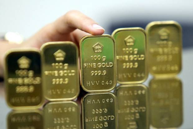 Harga Jual Emas Antam Turun Rp1.000, Harga Emas Dunia Stabil