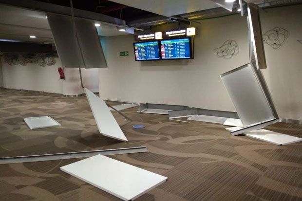 Diguncang Gempa Lombok, Plafon di Bandara Ngurah Rai Rusak