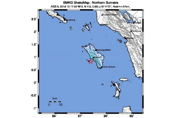 Kepulauan Nias Diguncang Gempa 4,6 Skala Ricther