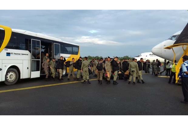 Amankan PT Freeport 200 Personel Brimob Tiba di Timika