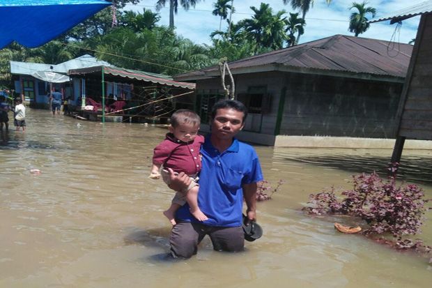 Sungai Batangtoru Meluap, Ratusan Rumah di Tapanuli Selatan Terendam