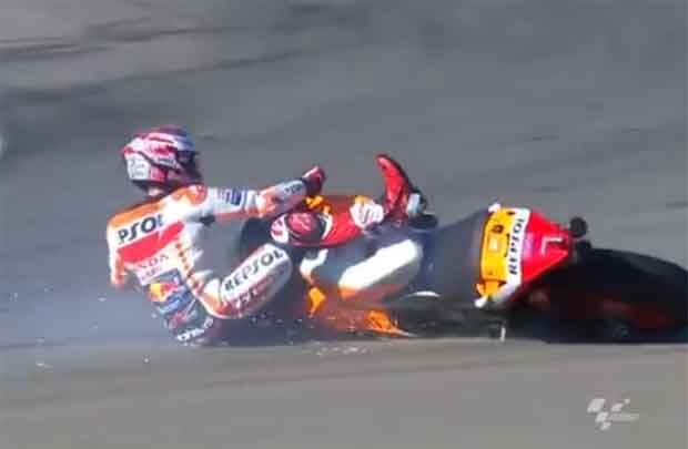 Marquez Terlibat Kecelakaan di Sesi Pemanasan MotoGP Aragon