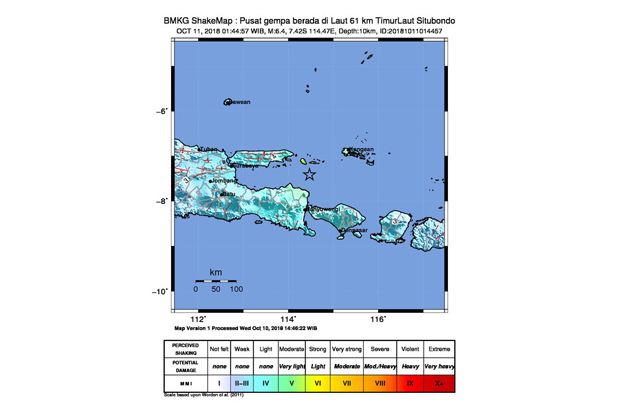 Gempa Bumi 6,4 SR di Timur Laut Situbondo, Dirasakan di Bali dan NTB