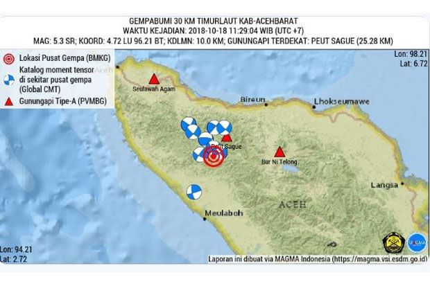 Gempa Darat 5,3 SR Guncang Aceh Barat, Warga Diminta Waspada